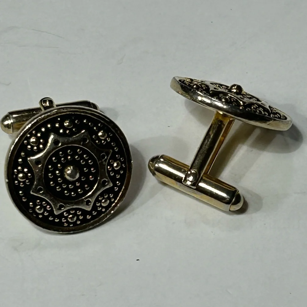 Vintage Black & Gold Cufflinks. Men, Dad, Groom, Groomsmen, Wedding